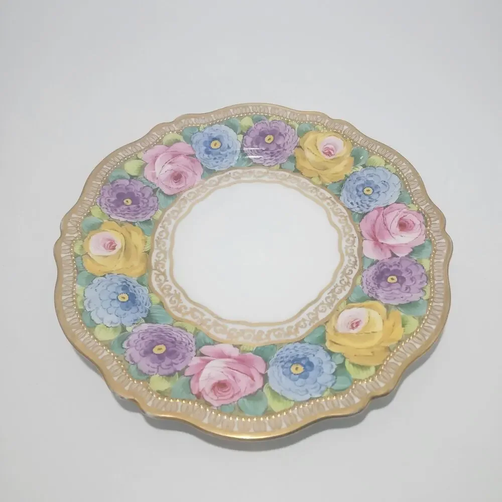 Vintage Royal Austria Oscar & Edgar Gutherz Bavaria Gold Rose Plate 9.5